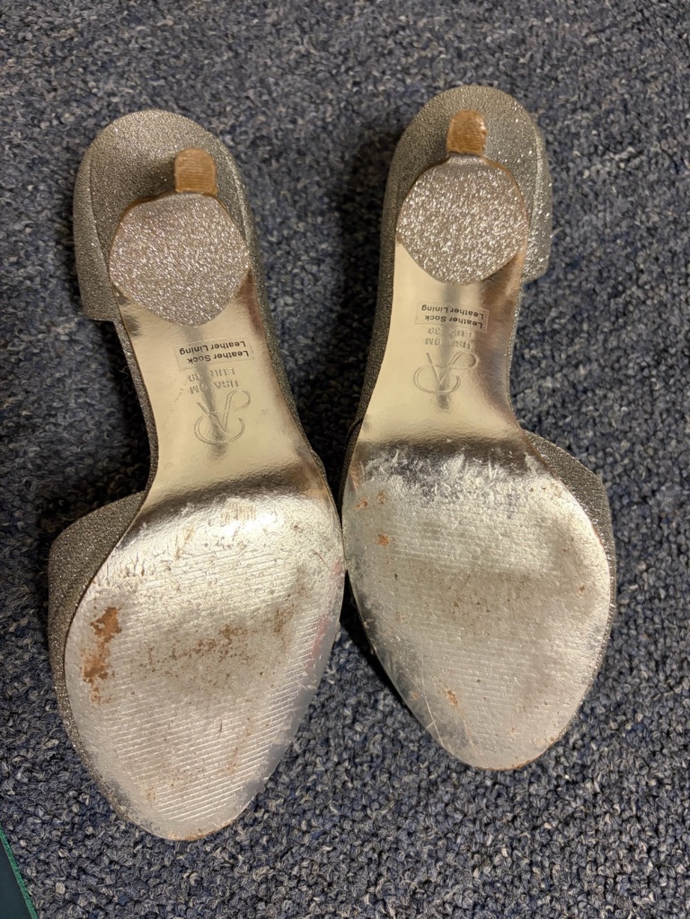 Adrianna Papell Glitter Open-Toe Silver Evening Heels - Picture 6 of 6
